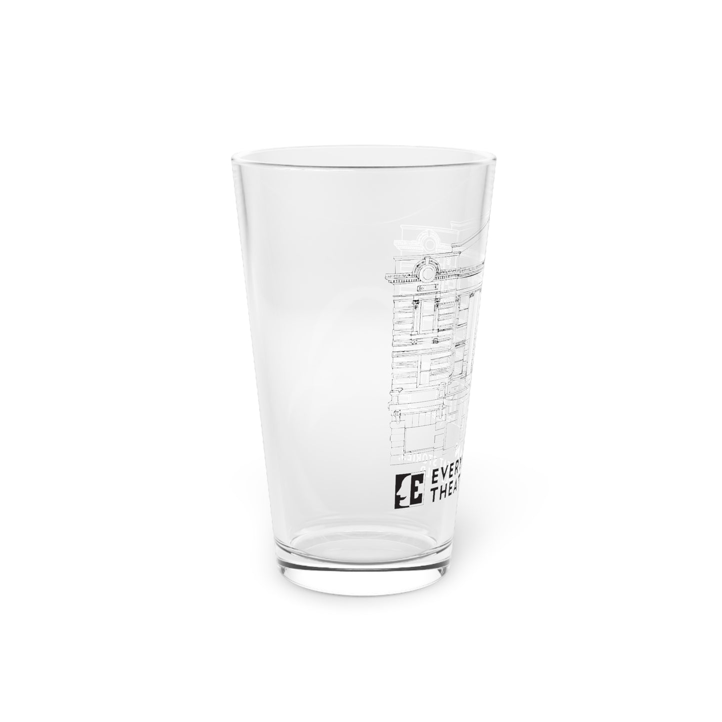 Everyman Theatre Building Outline Pint Glass, 16oz