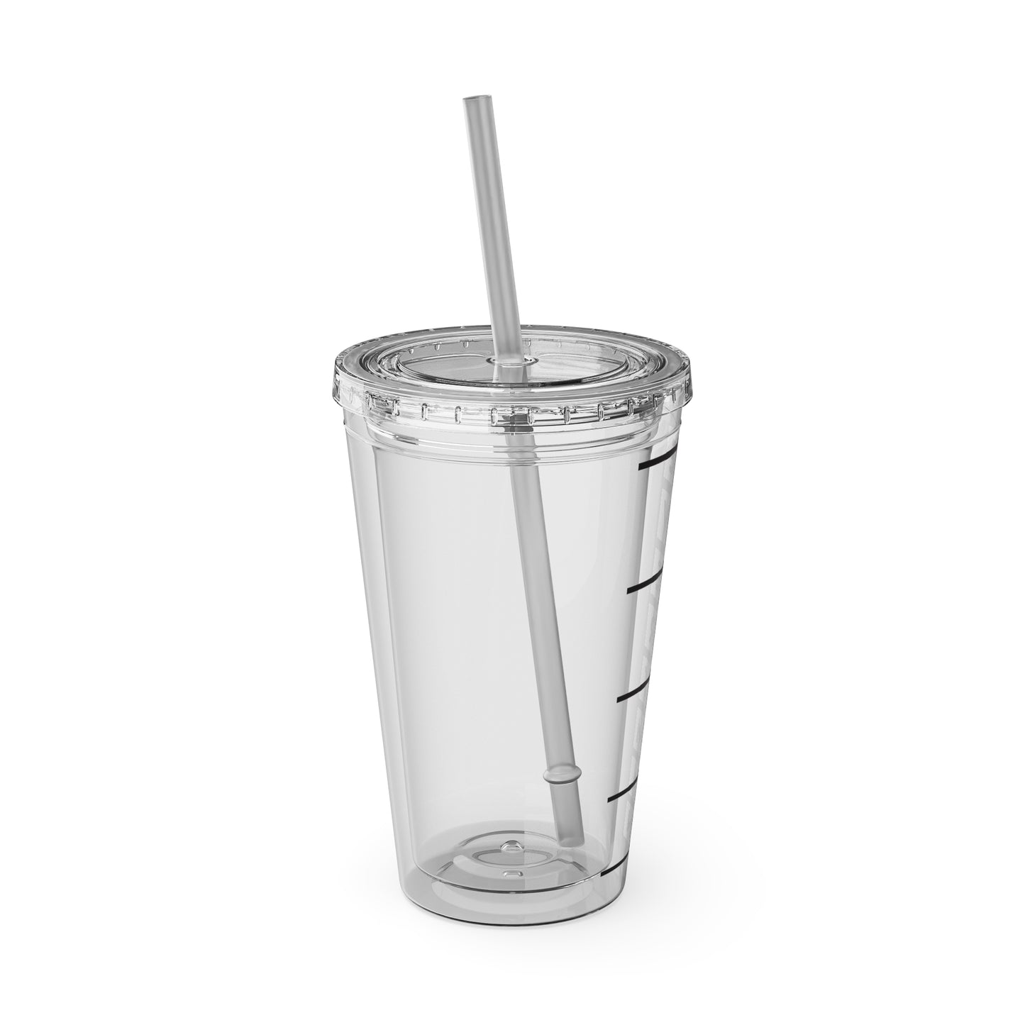 Everyman Marquee Tumbler Black Text with Straw, 16oz