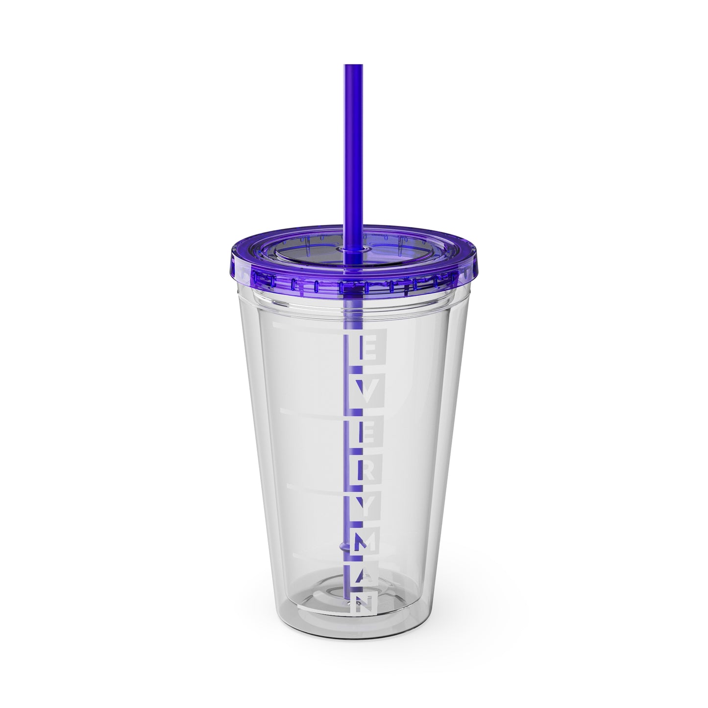 Everyman Marquee Tumbler White Text with Straw, 16oz