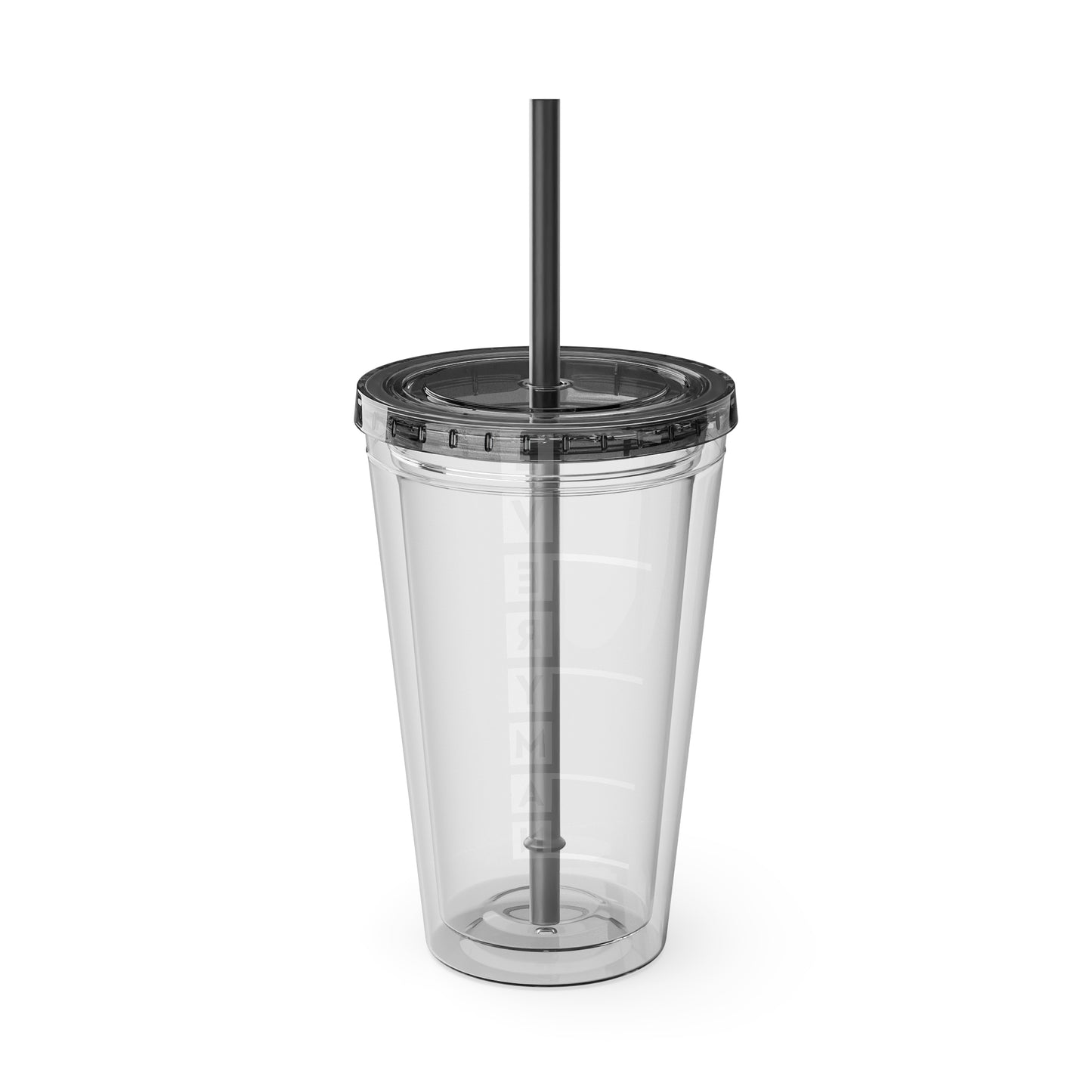 Everyman Marquee Tumbler White Text with Straw, 16oz