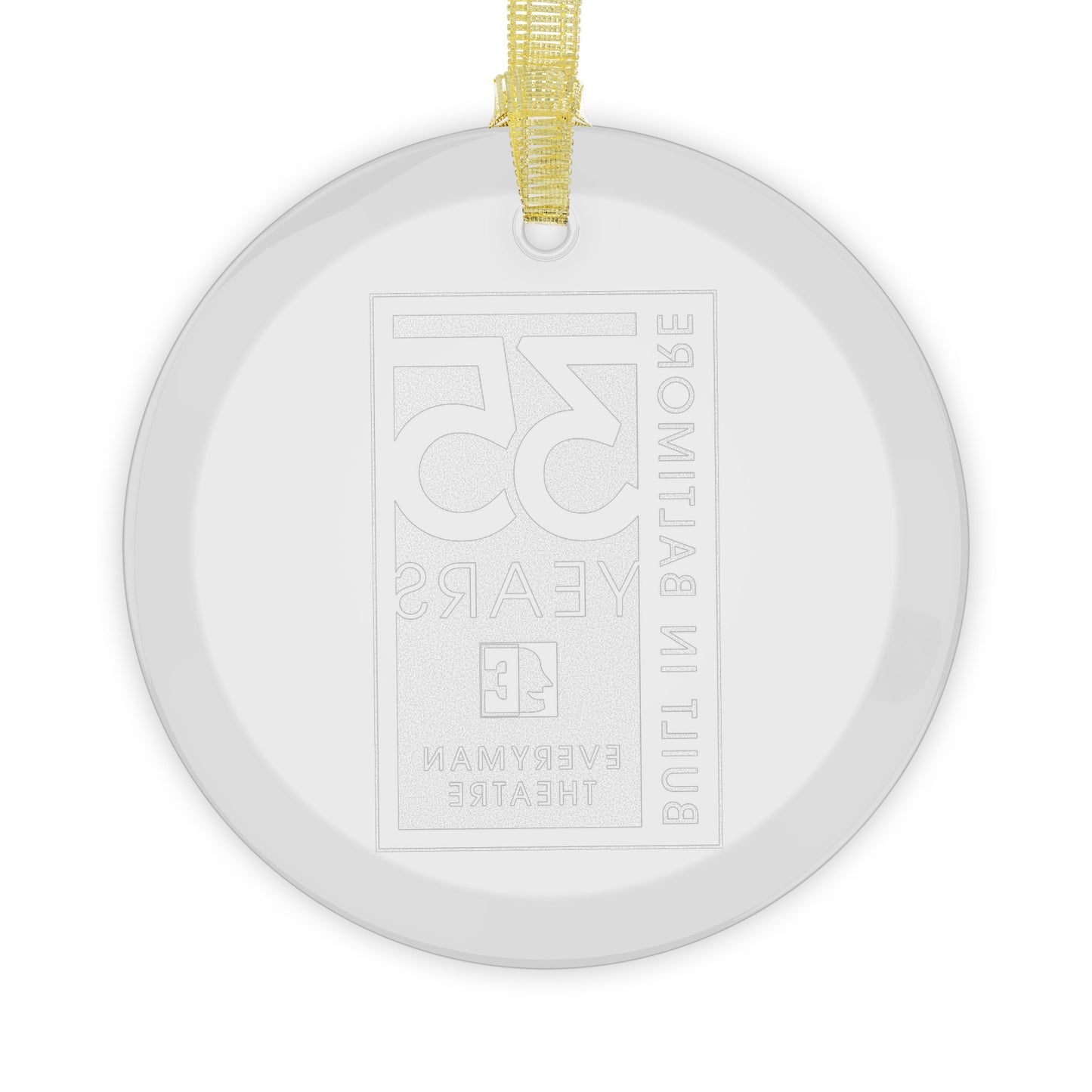 Everyman 35th Anniversary Glass Ornament in white