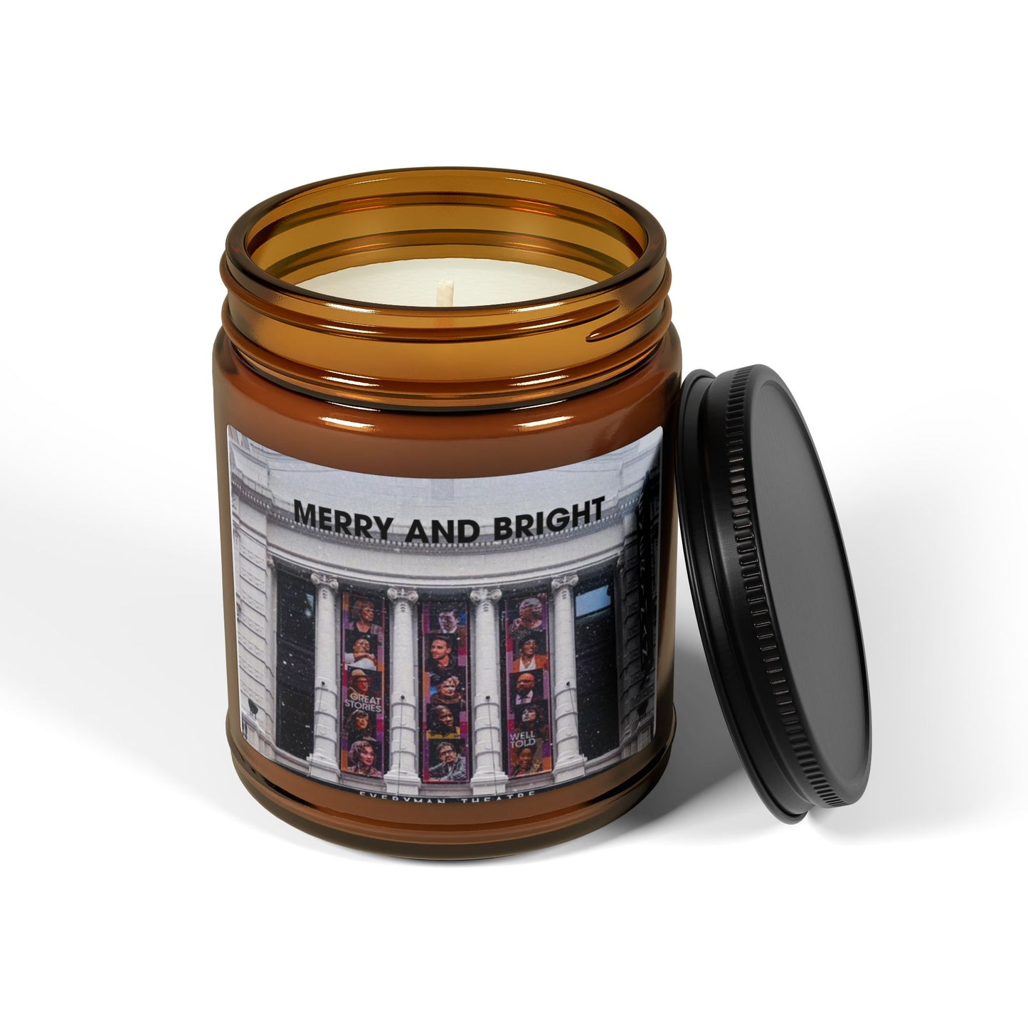 Merry and Bright  Scented Soy Candle (Multi-Size, Amber Jar)