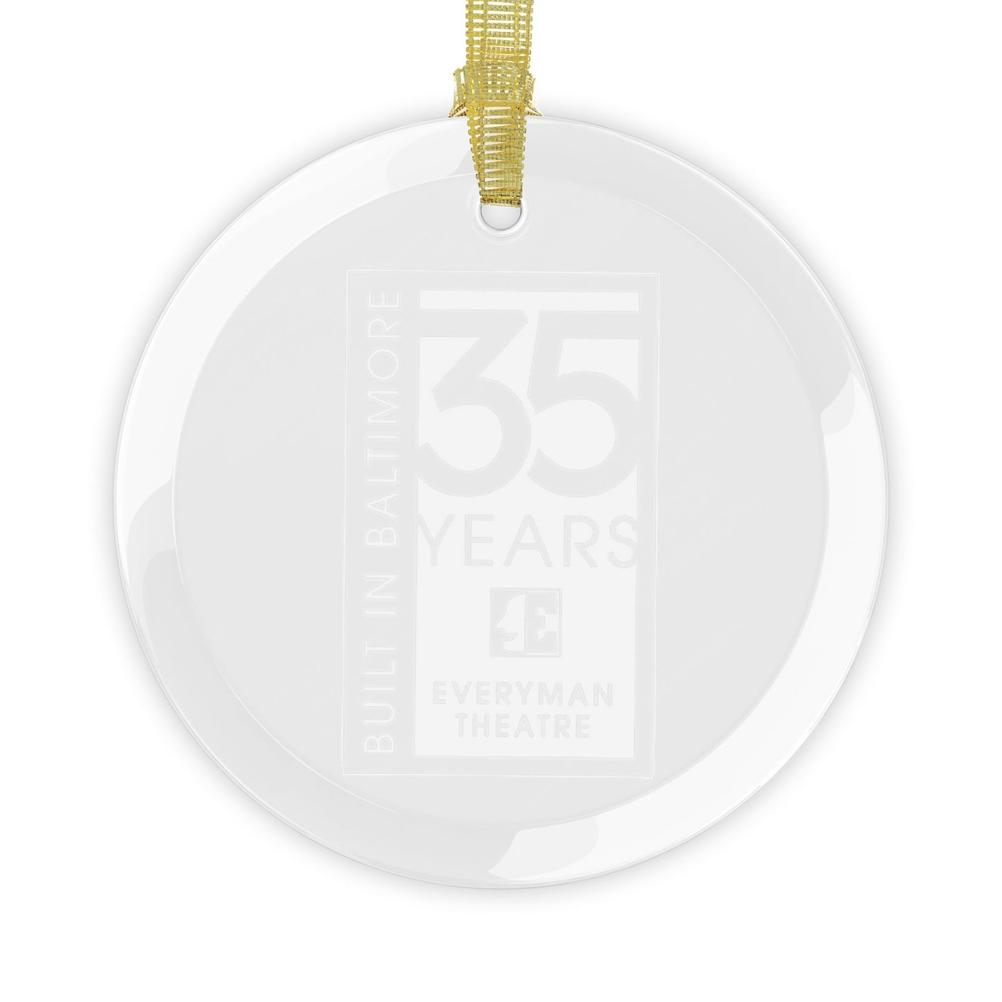 Everyman 35th Anniversary Glass Ornament in white