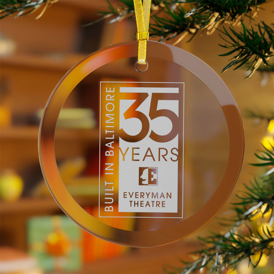 Everyman 35th Anniversary Glass Ornament in white