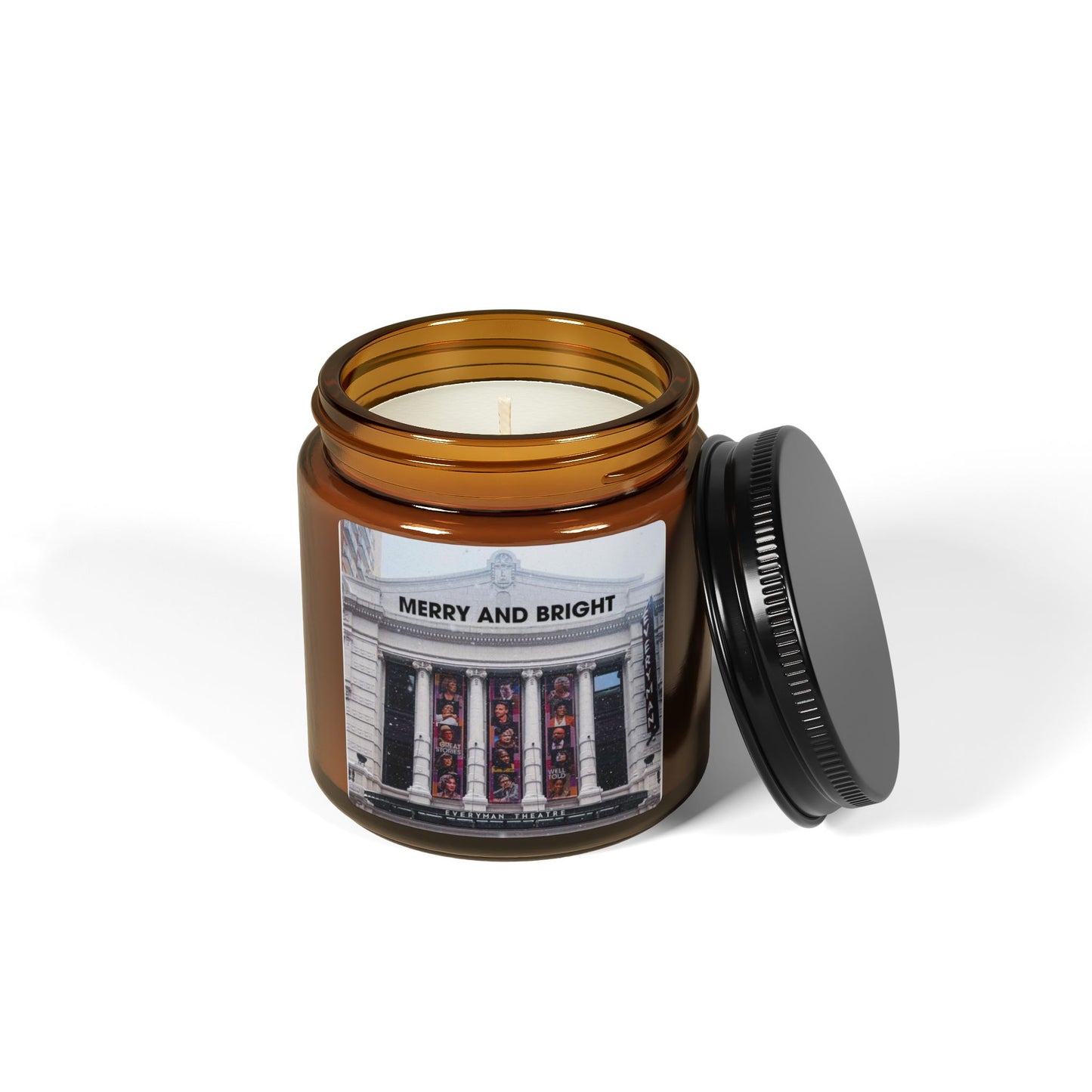 Merry and Bright  Scented Soy Candle (Multi-Size, Amber Jar)