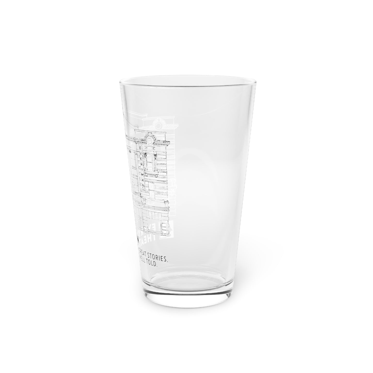 Everyman Theatre Building Outline Pint Glass, 16oz